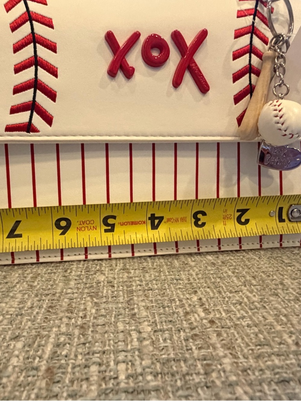 Betsey Johnson XOX Baseball Bag with Baseball Bat Bag Charm - Picture 12 of 15